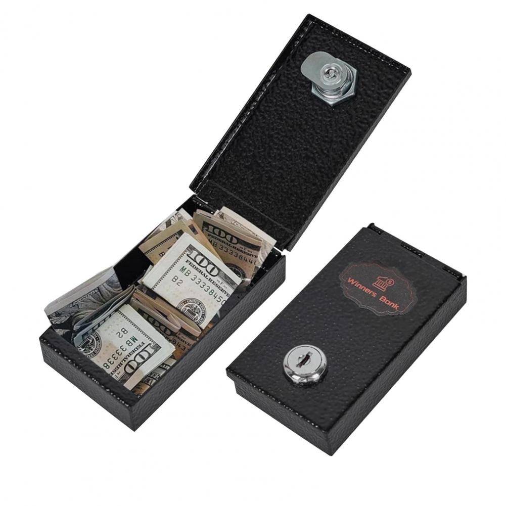 Home Security Key Box - กล่องเก็บเงินโลหะแบบพกพา ตู้เซฟโลหะพร้อมกุญแจล็อค กล่องเก็บเงินขนาดพกพา ธนาคารของผู้ชนะในการพนันสำหรับการเก็บเงินที่บ้านอย่างปลอดภัย