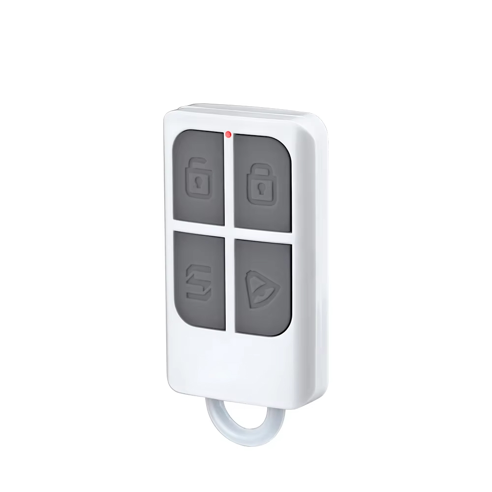 Home Security Company - RC531 รีโมทคอนโทรลไร้สายแบบพกพา 4 ปุ่ม พร้อมพวงกุญแจ สำหรับระบบสัญญาณเตือนภัยบ้าน
