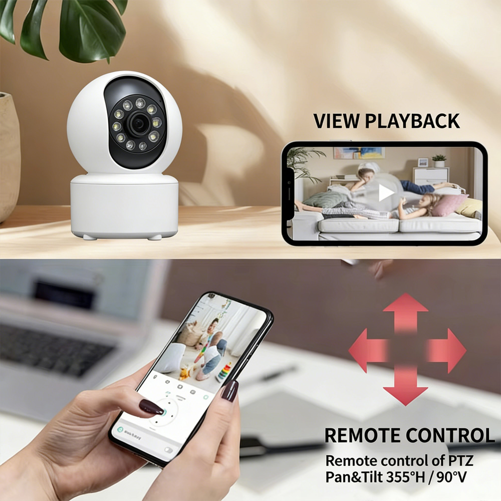 Home Security Kamera - กล้องติดสัตว์เลี้ยงพร้อมแอปพลิเคชันบนโทรศัพท์, กล้องวงจรปิดภายในบ้านแบบ WiFi 5G/2.4GHz, 360 องศา