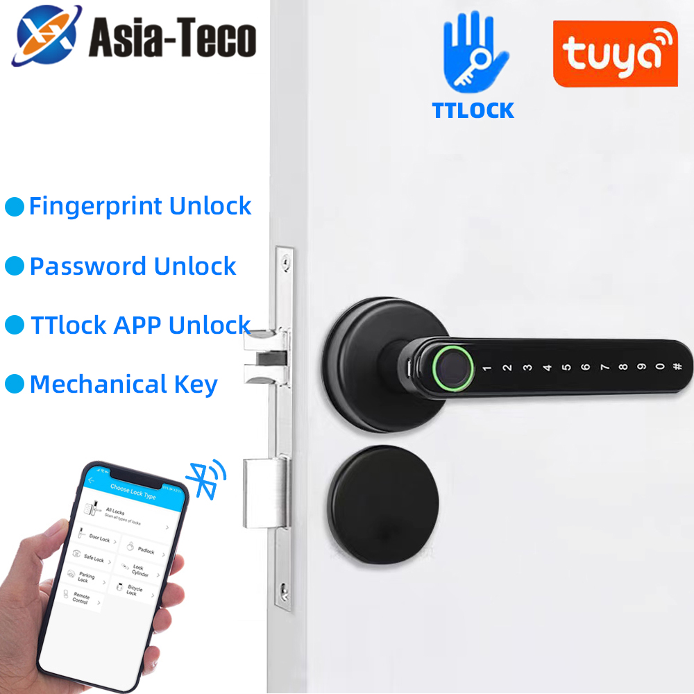 Door Lock Smart Keypad - TTLock สมาร์ทบลูทูธล็อคลายนิ้วมือรหัสผ่าน Biometric รหัสล็อคประตูพร้อมที่จับอิเล็กทรอนิกส์ - APP