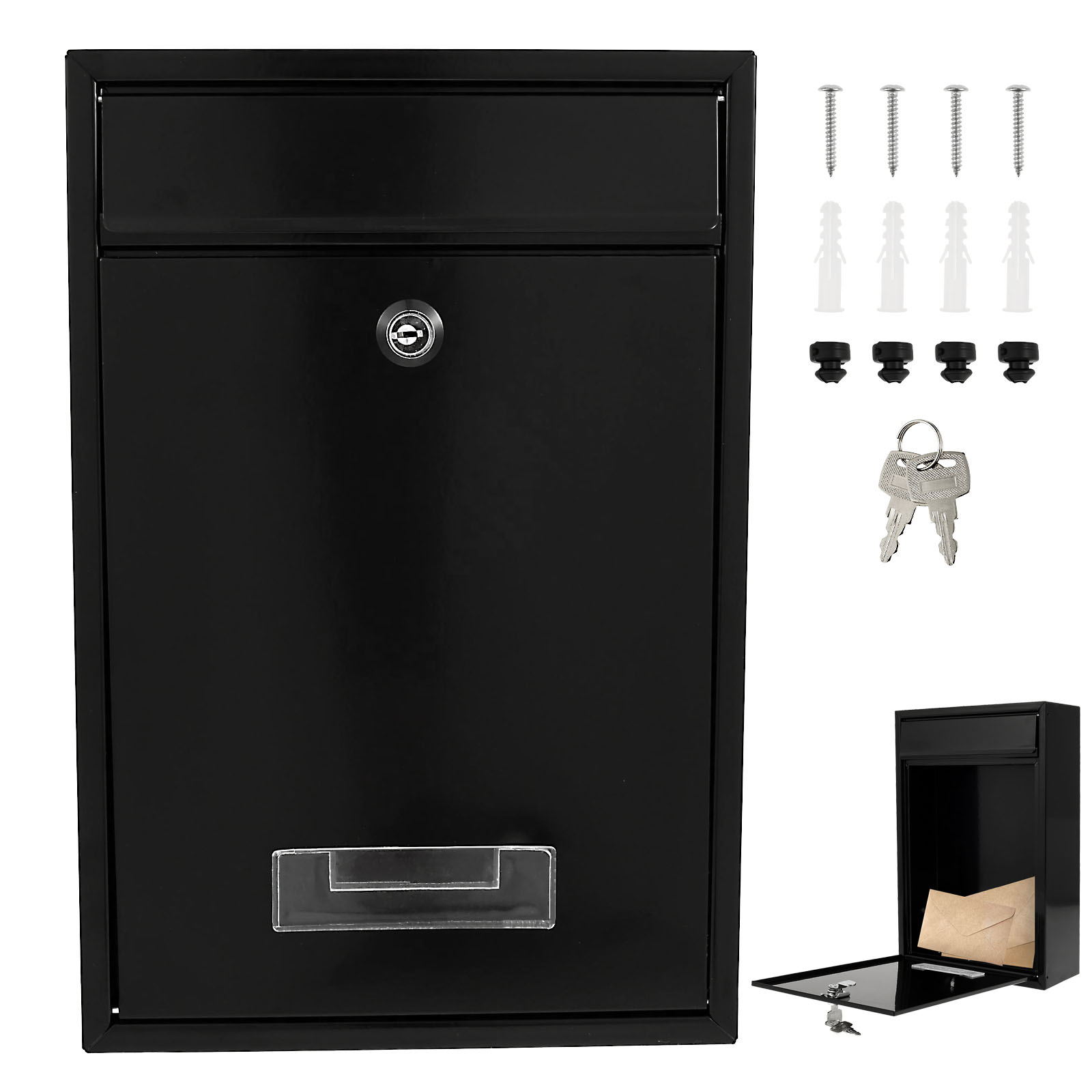 Home Security Key Box - กล่องจดหมายติดผนังโลหะ กล่องจดหมายกลางแจ้งพร้อมกุญแจ 2 ดอก กล่องจดหมายรักษาความปลอดภัยแบบล็อคได้ทนต่อสภาพอากาศ กล่องจดหมายสำหรับบ้าน