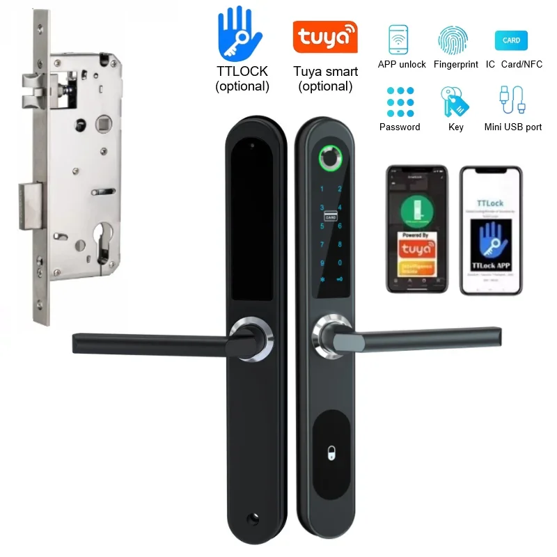 Door Lock Smart Keypad - TTLock/Tuya สมาร์ทประตูล็อคลายนิ้วมือ Biometric กันน้ําดิจิตอลล็อคอิเล็กทรอนิกส์ APP IC