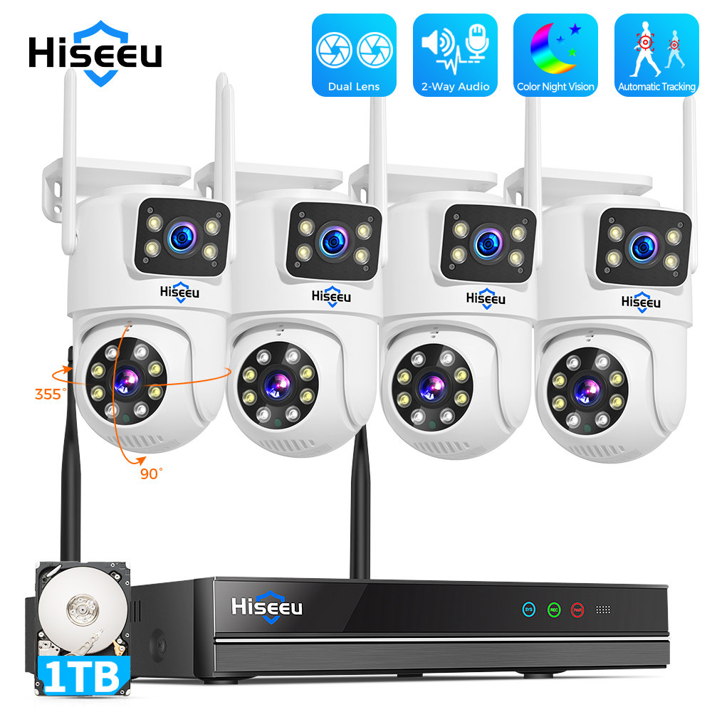 Nvr Kit 8 Channel - ชุดกล้องวงจรปิด Hiseeu 6MP WiFi แบบเลนส์คู่ ระบบความปลอดภัย