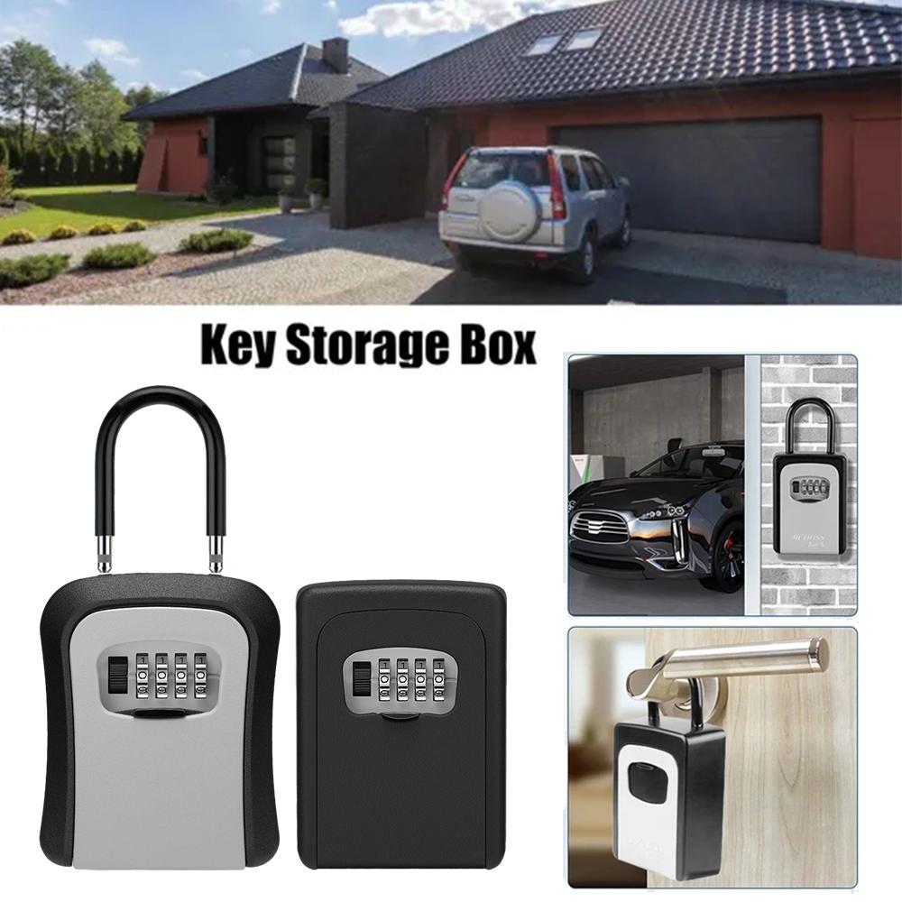 Home Security Key Box - ติดผนังกล่องเก็บกุญแจแบบพกพากล่องล็อคกุญแจ 4 หลักล็อคความปลอดภัยกล่องรีเซ็ตรหัสปลอดภัยล็อคกล่องสําหรับ Home