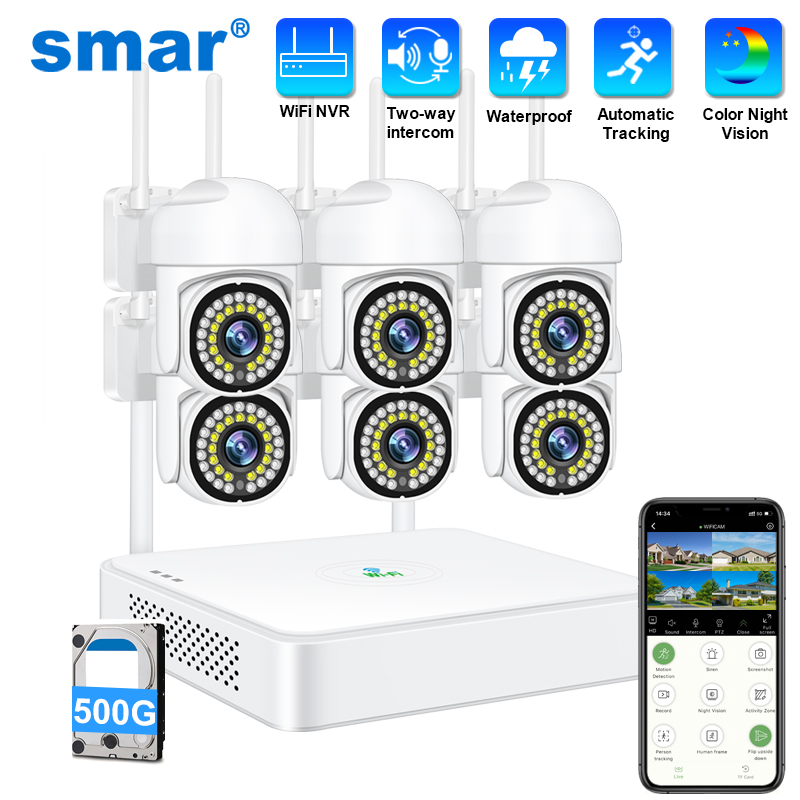 Home Security Company - สมาร์ 3MP กล้องวงจรปิดไร้สายระบบกล้องรักษาความปลอดภัย PTZ Wifi ชุดกล้องวงจรปิดกลางแจ้ง