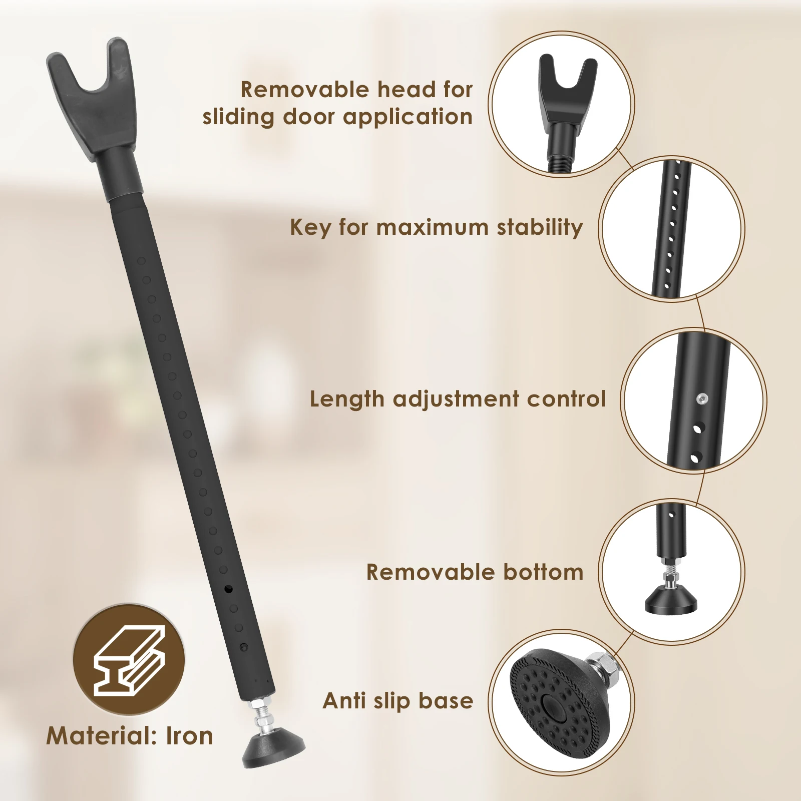บาร์ล็อคประตูบานเลื่อน 44-55 น - Home Security Door Reinforcement Lock บทวิจารณ์และราคา